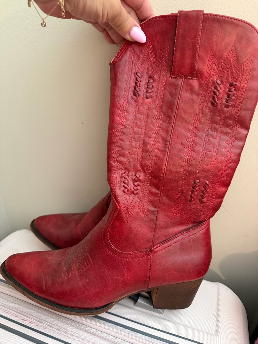 Wanted Red Western Heeled Cowboy Boots